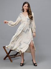 Beige art flowy dress