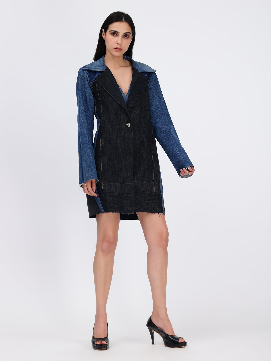 Long Blazer Denim Dress