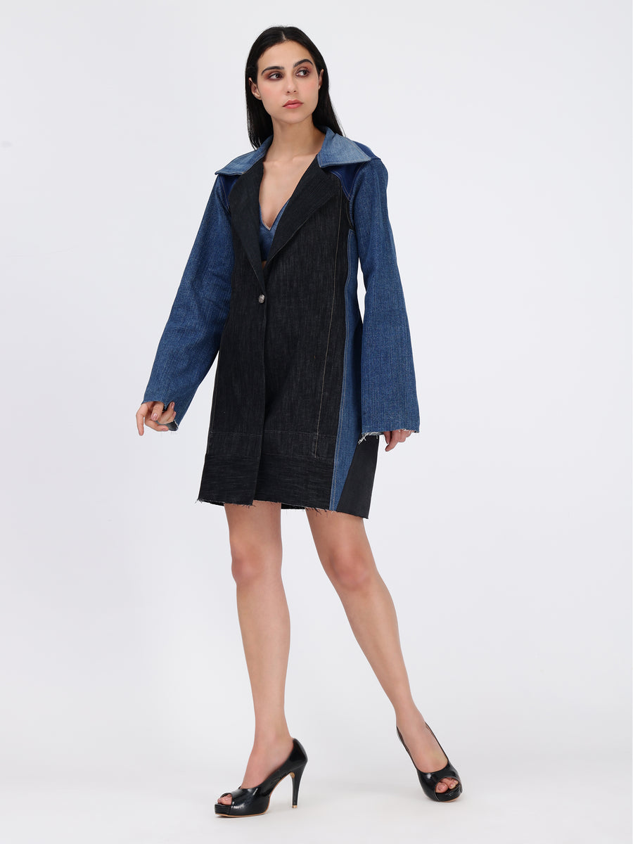 Long Blazer Denim Dress