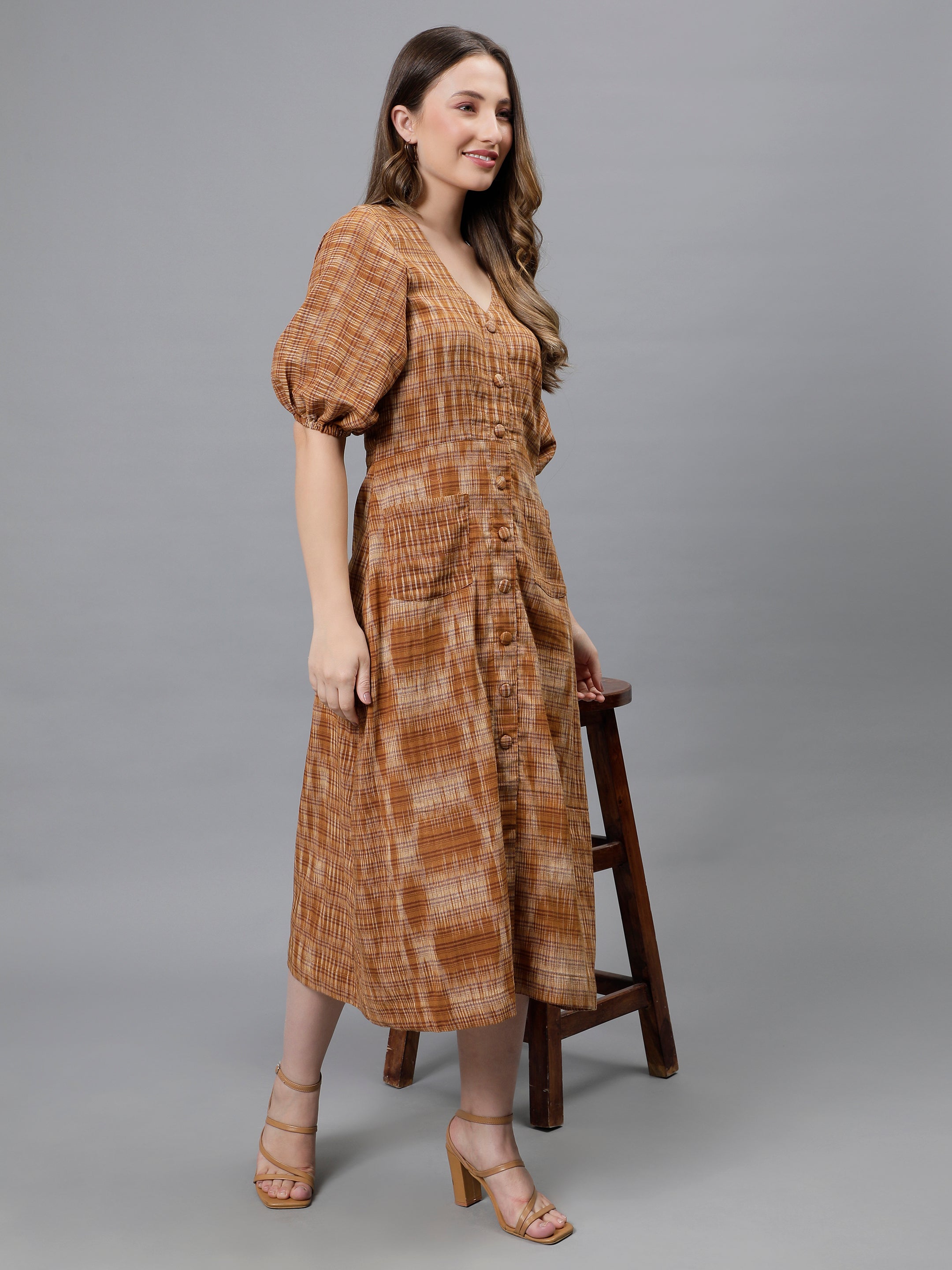 Chirpie Dress -Mustard brown